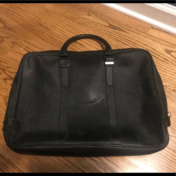 CALVIN KLEIN Men’s Black Leather Briefcase - Picture 9 of 12